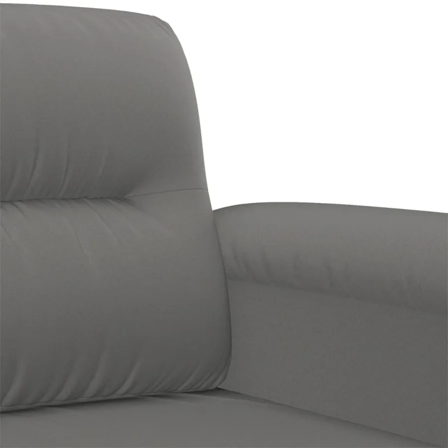 Ensemble de canapés 2 pcs coussins Gris foncé Tissu microfibre - 6