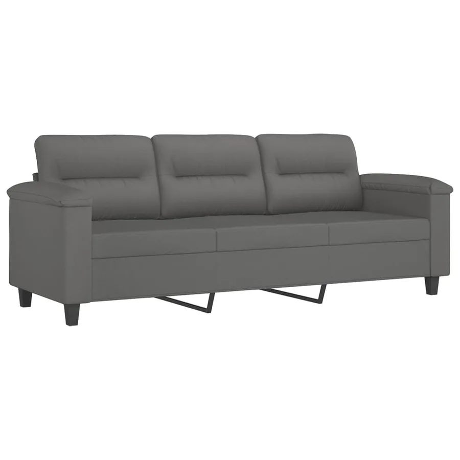 Ensemble de canapés 3 pcs coussins gris foncé tissu microfibre - 4