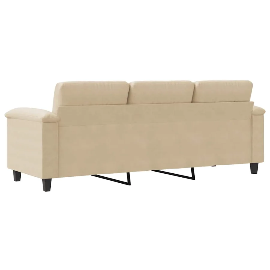 Canapé à 3 places Crème 180 cm Tissu microfibre - 6