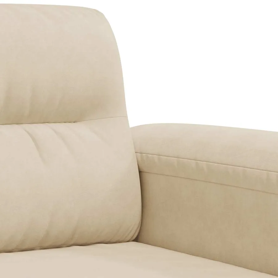 Canapé à 3 places Crème 180 cm Tissu microfibre - 7