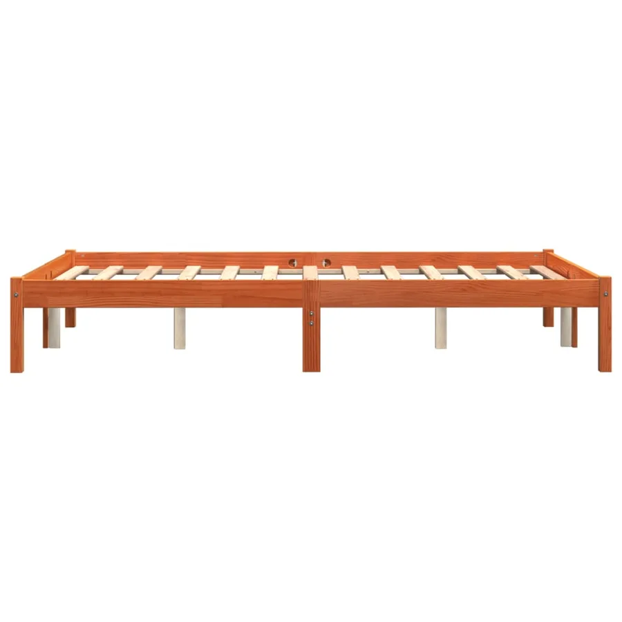 Cadre de lit sans matelas cire marron 135x190cm bois pin massif - 5