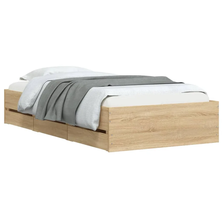 Cadre de lit avec tiroirs sans matelas chêne sonoma 100x200 cm - 3