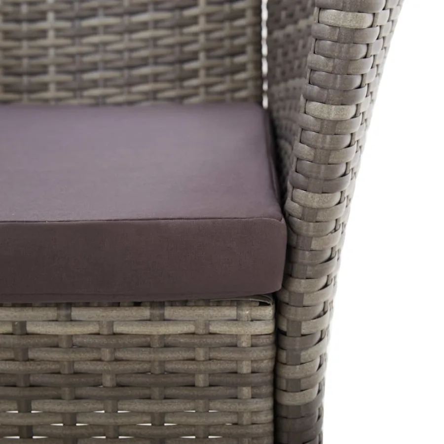Mobilier à dîner 5 pcs résine tressée et bois d'acacia gris - 10