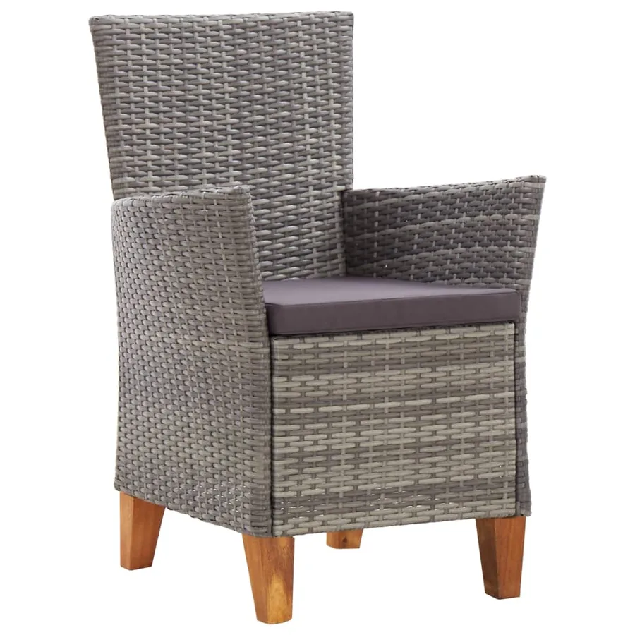 Mobilier à dîner 5 pcs résine tressée et bois d'acacia gris - 6