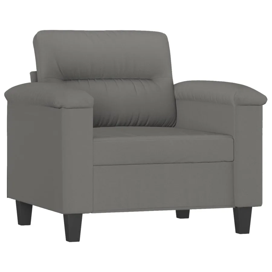 Ensemble de canapés 3 pcs coussins Gris foncé Tissu microfibre - 3