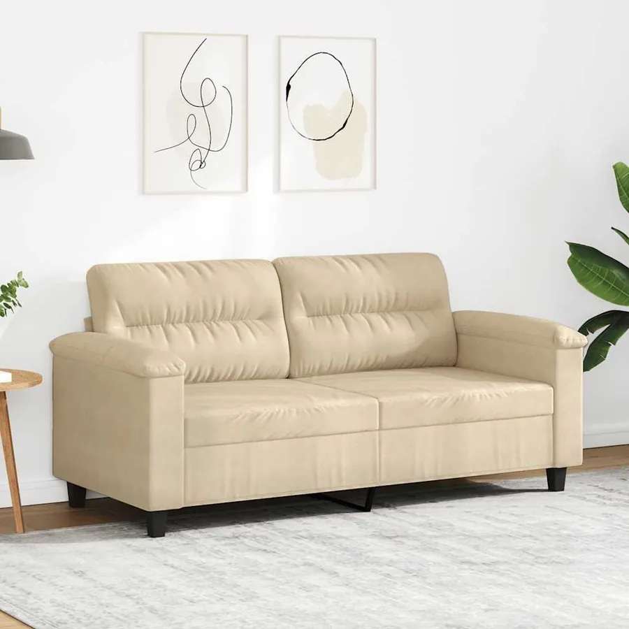 Canapé à 2 places Crème 140 cm Tissu microfibre