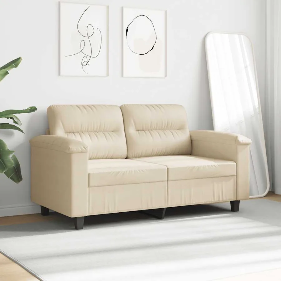 Canapé à 2 places Crème 140 cm Tissu microfibre - 3