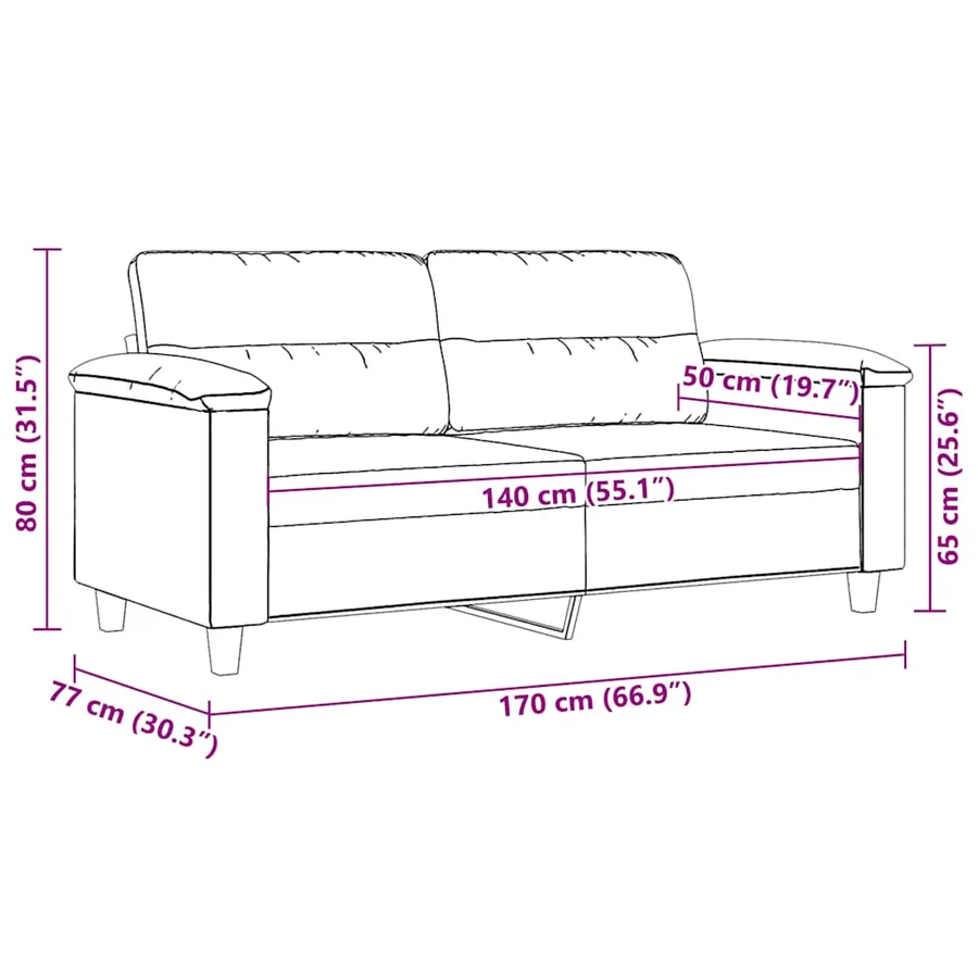Canapé à 2 places Crème 140 cm Tissu microfibre - 9