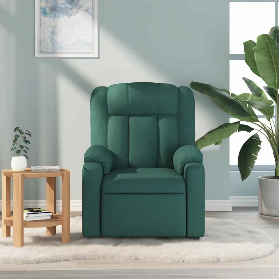 Fauteuil de massage inclinable Vert foncé Tissu - 3