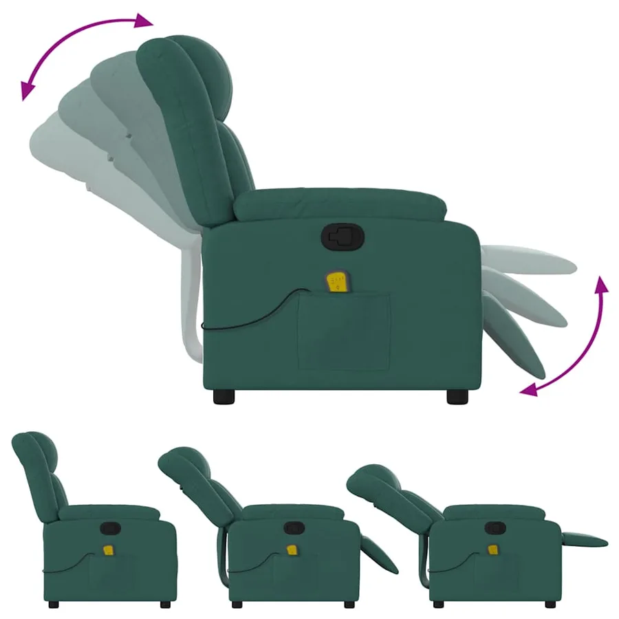 Fauteuil de massage inclinable Vert foncé Tissu - 6