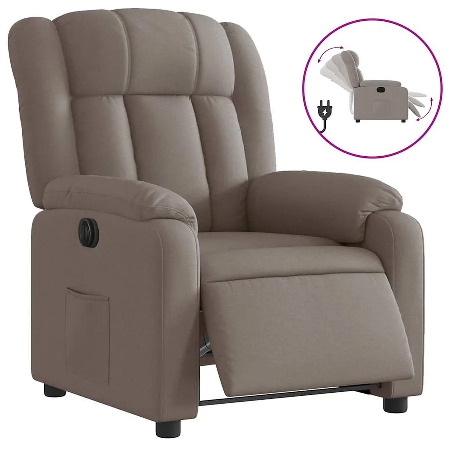 Fauteuil inclinable électrique Taupe Tissu - 2