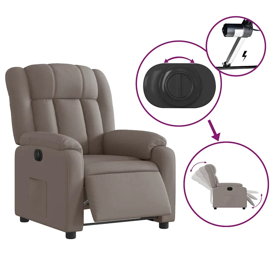 Fauteuil inclinable électrique Taupe Tissu - 6