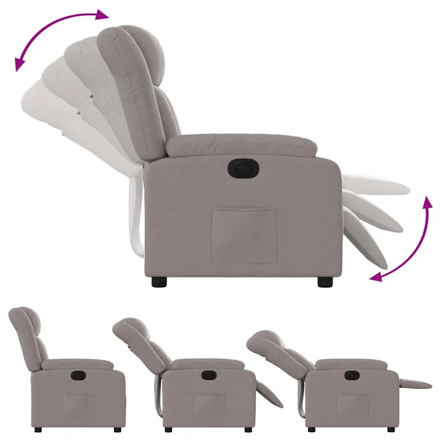 Fauteuil inclinable électrique Taupe Tissu - 7