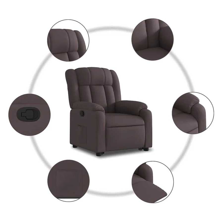 Fauteuil inclinable marron foncé tissu - 8