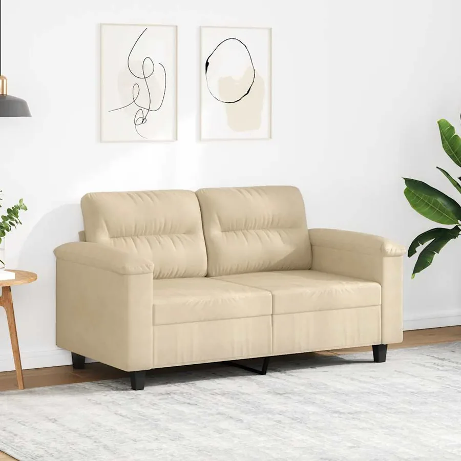 Canapé à 2 places Crème 120 cm Tissu microfibre