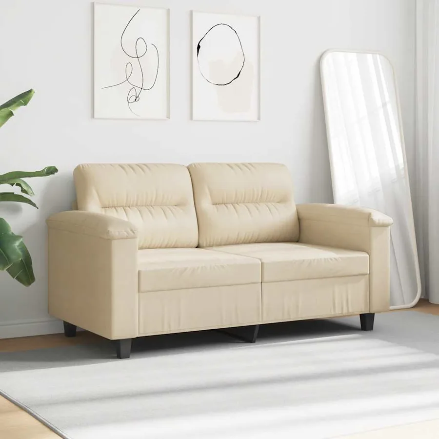Canapé à 2 places Crème 120 cm Tissu microfibre - 3
