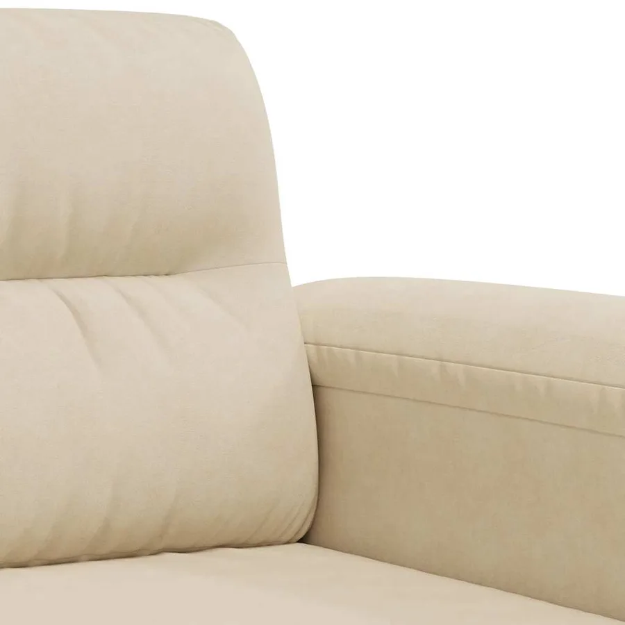 Canapé à 2 places Crème 120 cm Tissu microfibre - 7