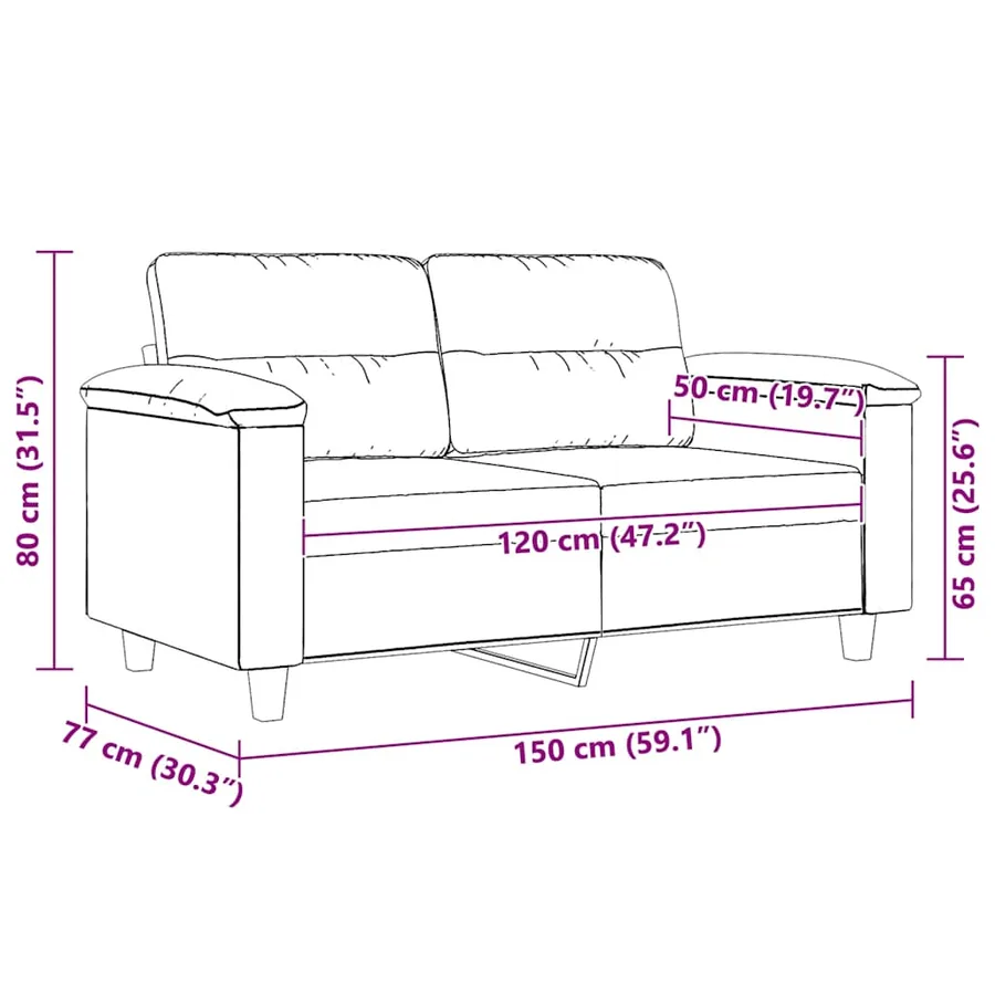 Canapé à 2 places Crème 120 cm Tissu microfibre - 9