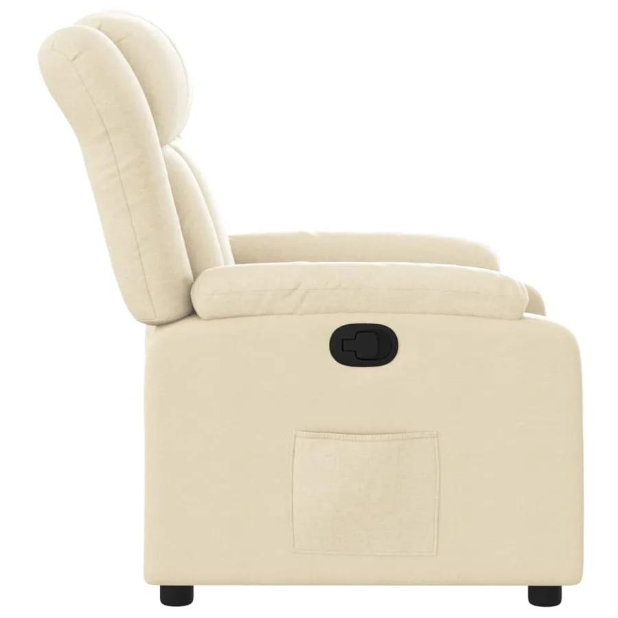 Fauteuil inclinable en tissu crème - 7