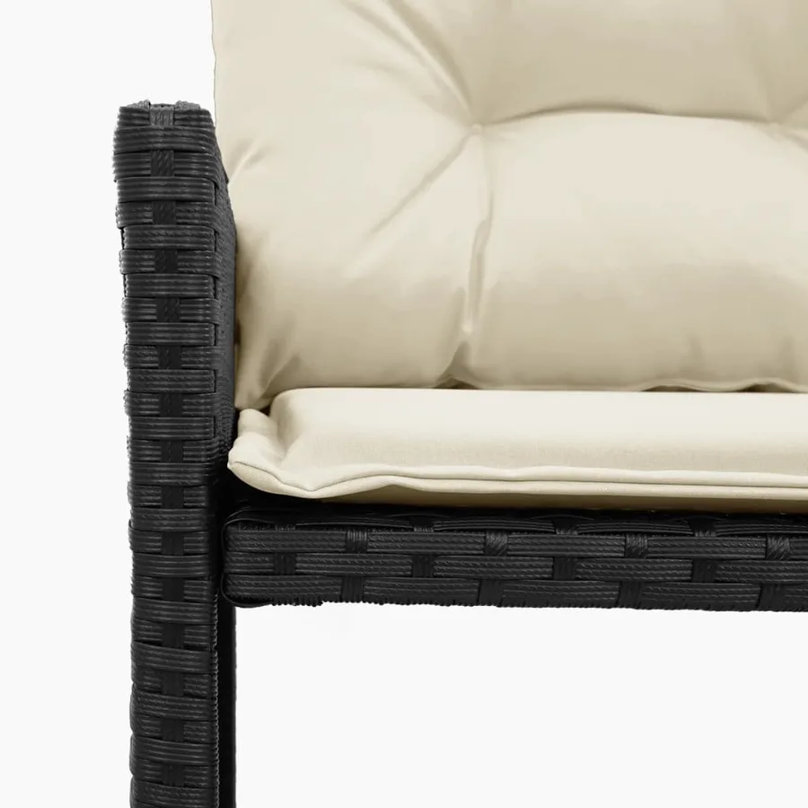 Canapé de jardin avec table et coussins en forme de L noir - 8