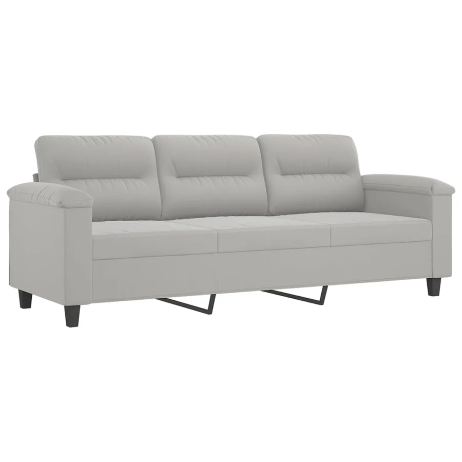 Ensemble de canapés 4 pcs coussins gris clair tissu microfibre - 5