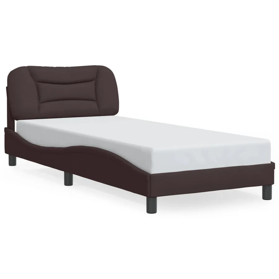 Cadre de lit avec LED sans matelas Hvar marron foncé 90x200 cm tissu - 2