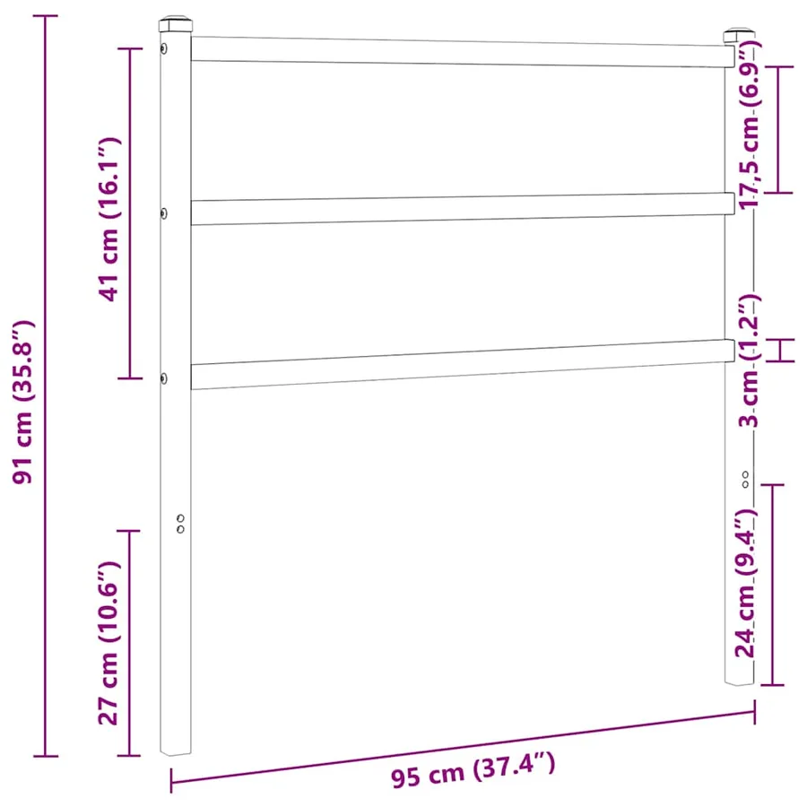Tête de lit de remplacement métal noir 90 cm - 5