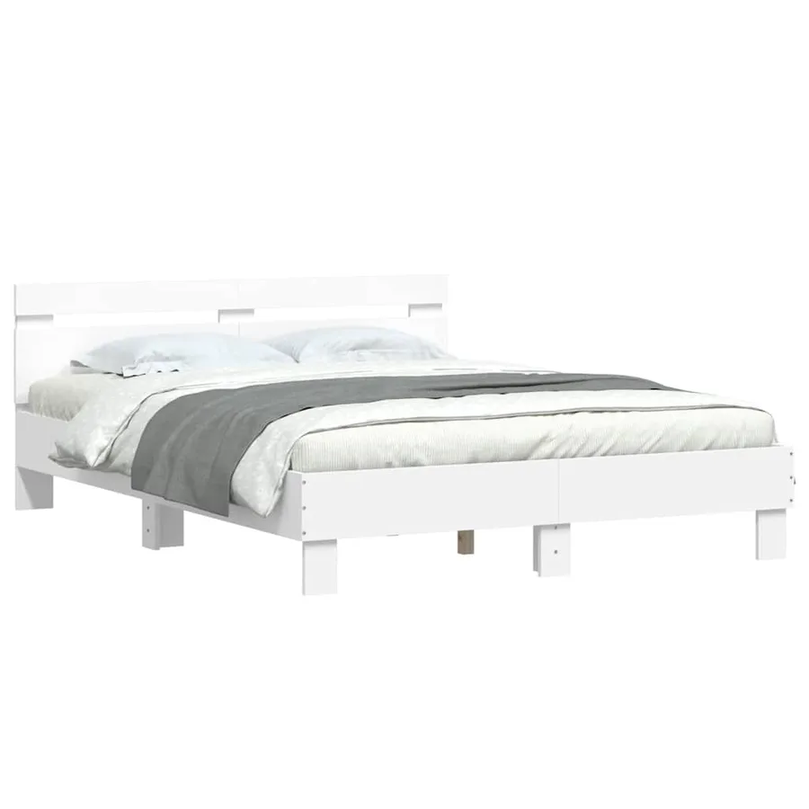 Cadre de lit avec LED sans matelas blanc 140x200 cm - 3