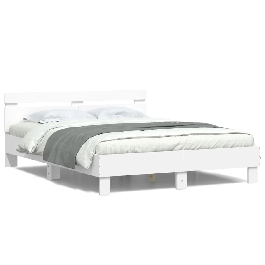 Cadre de lit avec LED sans matelas blanc 140x200 cm - 5