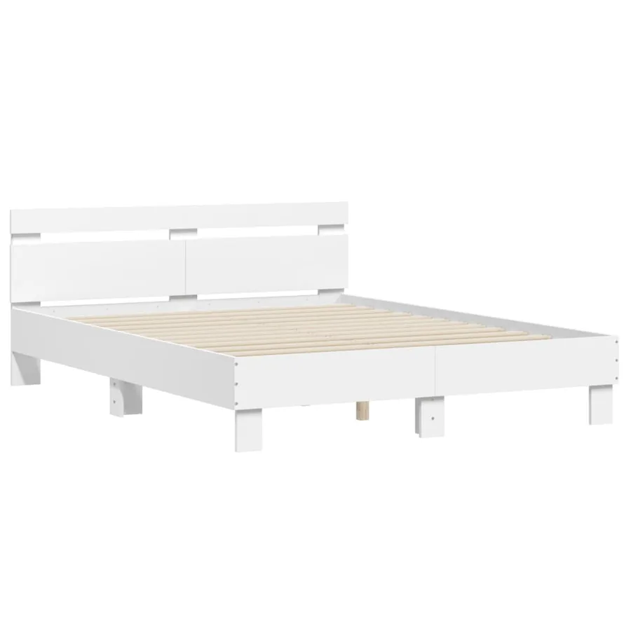 Cadre de lit avec LED sans matelas blanc 140x200 cm - 6