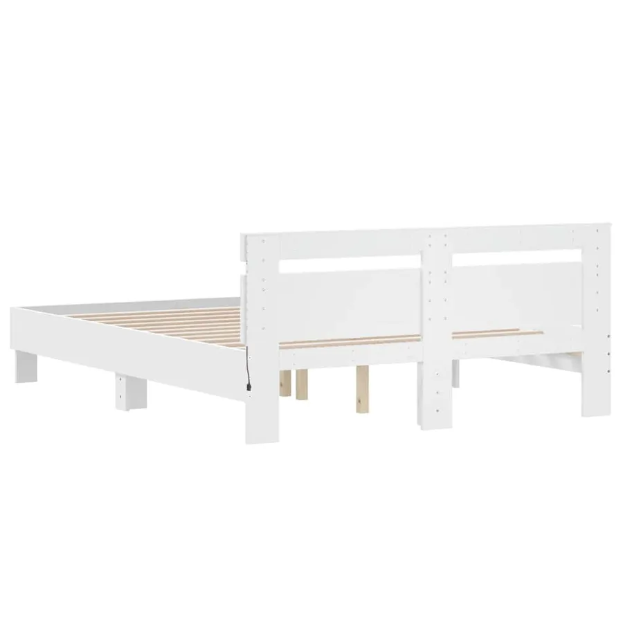 Cadre de lit avec LED sans matelas blanc 140x200 cm - 9