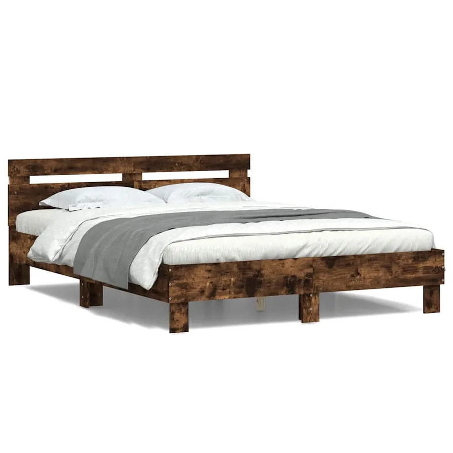 Cadre de lit avec LED sans matelas chêne fumé 140x200 cm - 5