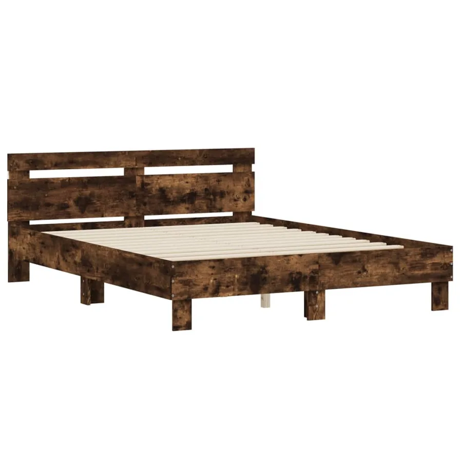 Cadre de lit avec LED sans matelas chêne fumé 140x200 cm - 6