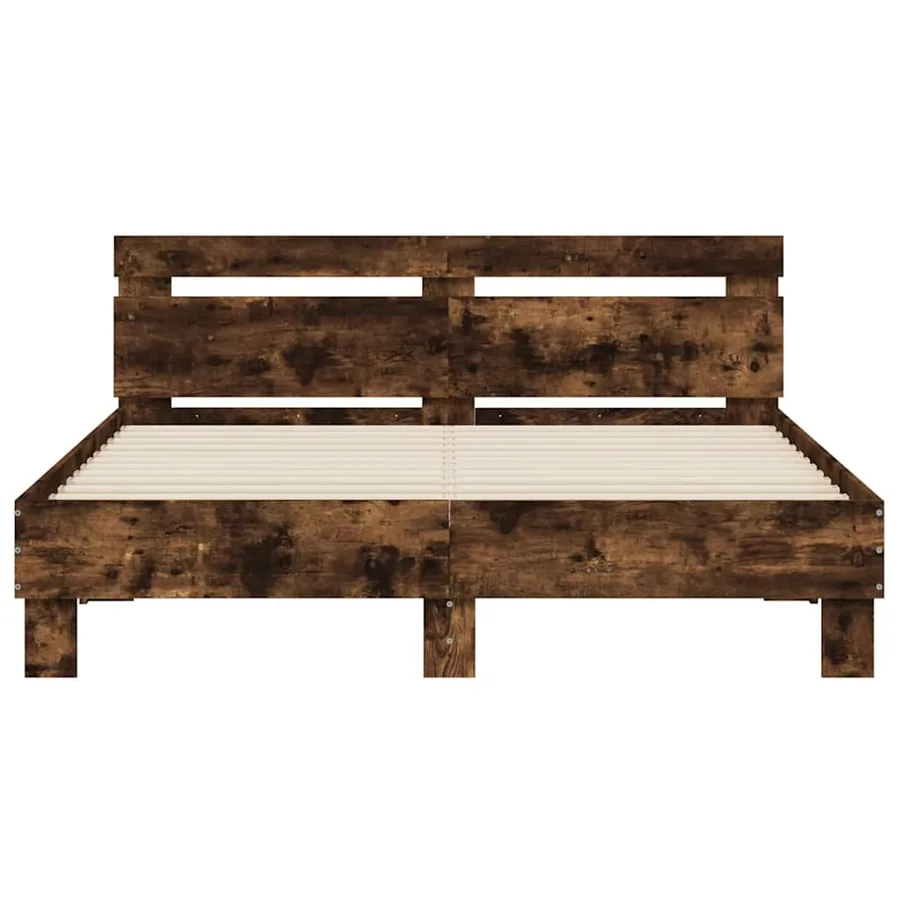 Cadre de lit avec LED sans matelas chêne fumé 140x200 cm - 7