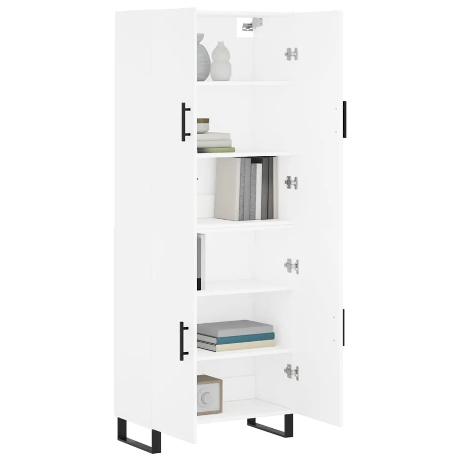 Buffet haut Blanc 69,5x34x180 cm Bois d'ingénierie - 3