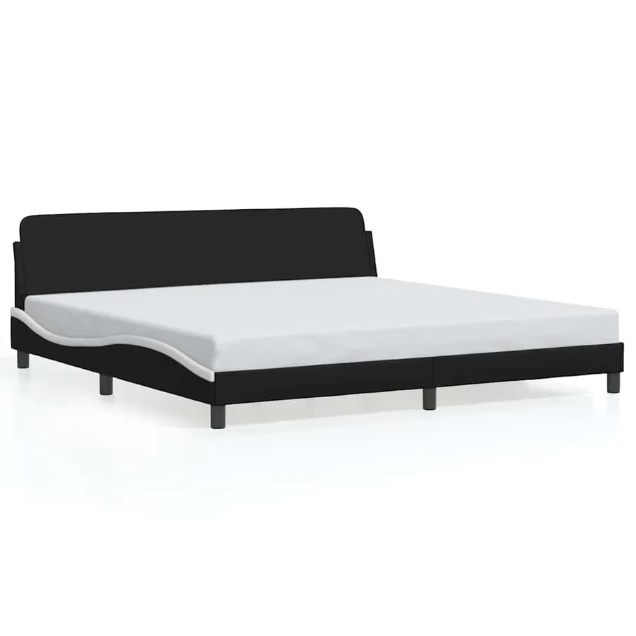 Cadre de lit Dover noir et blanc 200x200 cm similicuir - 2
