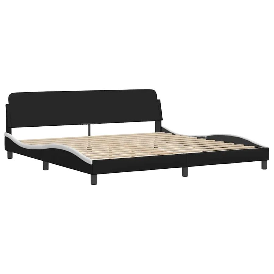 Cadre de lit Dover noir et blanc 200x200 cm similicuir - 3