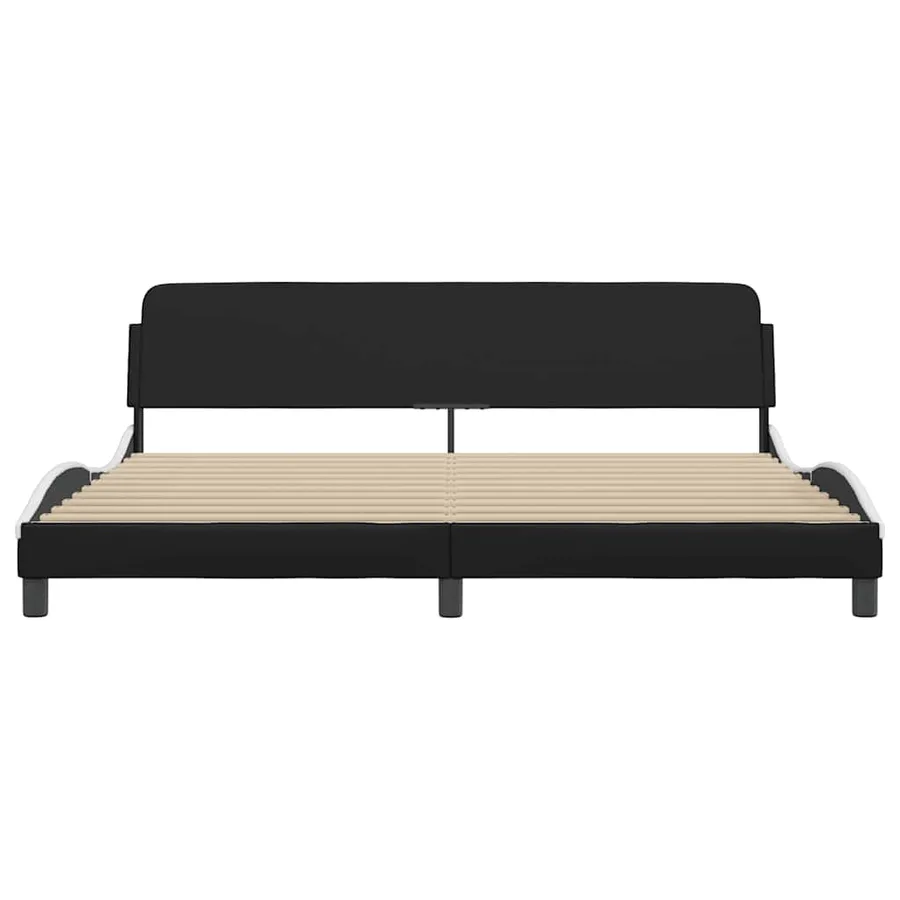 Cadre de lit Dover noir et blanc 200x200 cm similicuir - 4