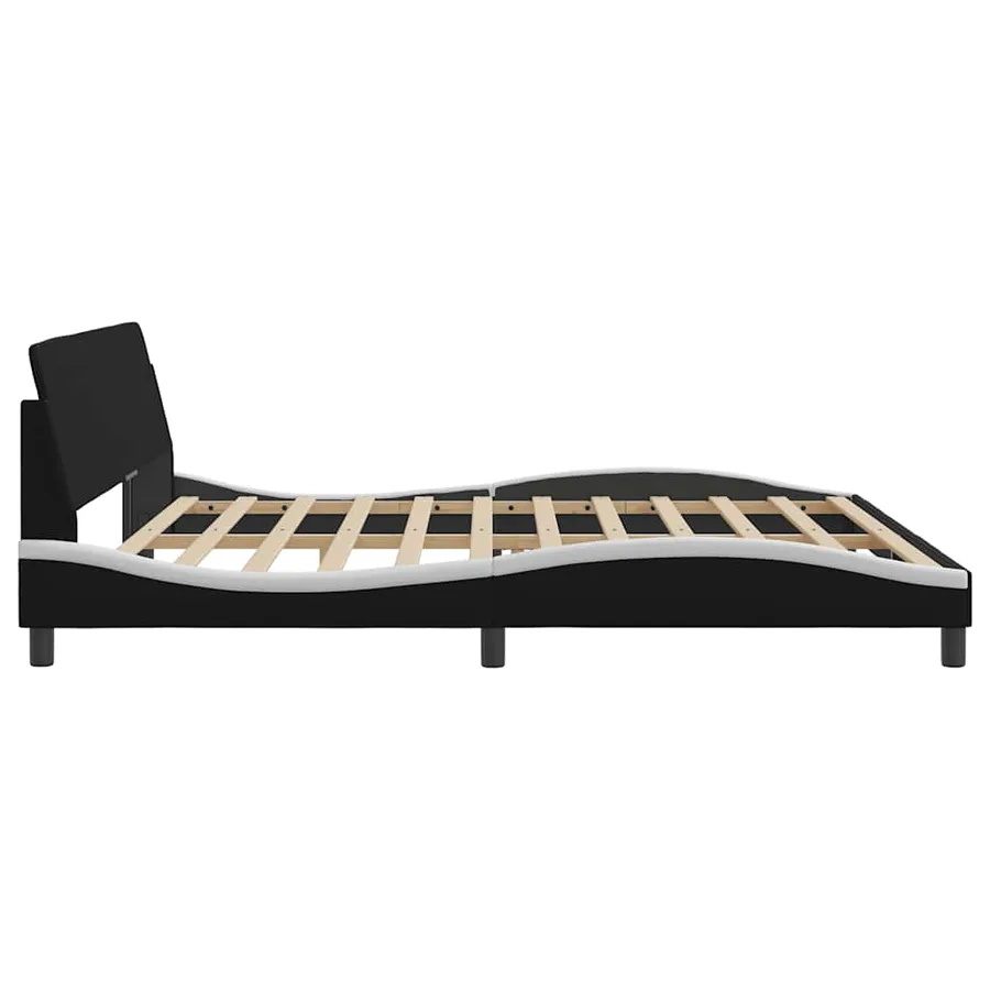Cadre de lit Dover noir et blanc 200x200 cm similicuir - 5