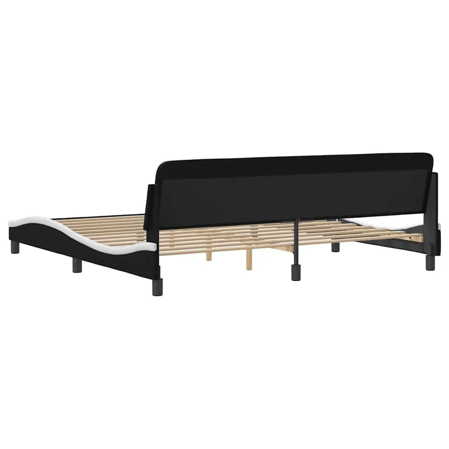 Cadre de lit Dover noir et blanc 200x200 cm similicuir - 6