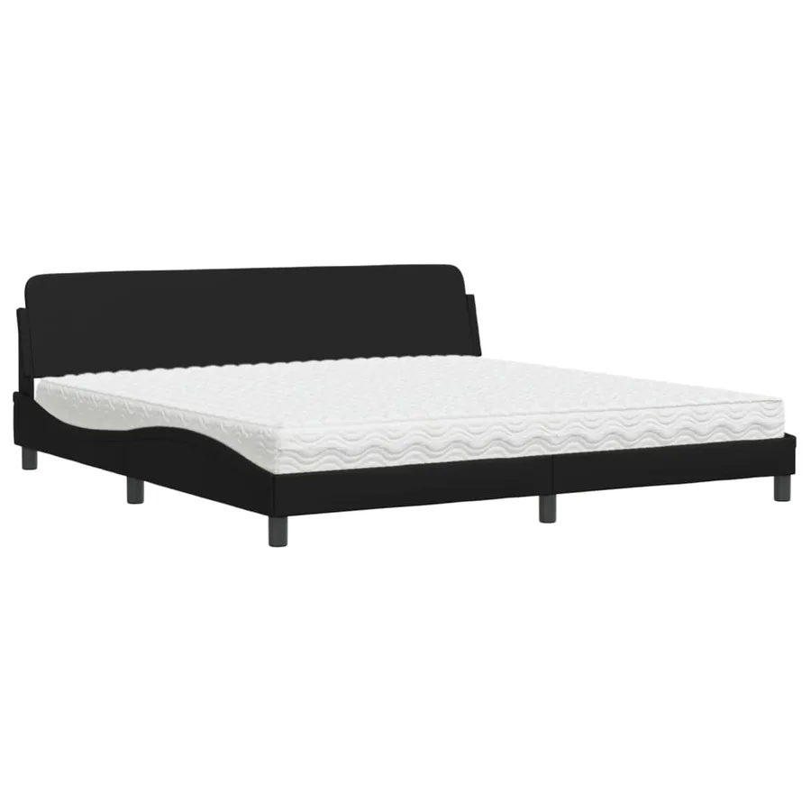 Lit avec matelas Dover noir 200x200 cm similicuir - 2