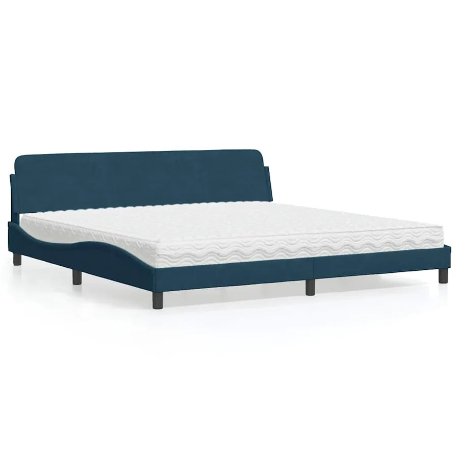 Lit avec matelas Dover bleu 200x200 cm velours - 2