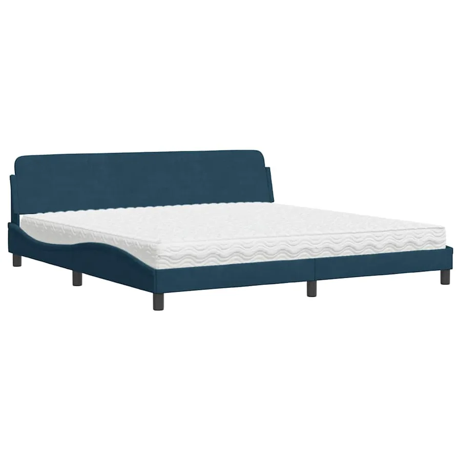 Lit avec matelas Dover bleu 200x200 cm velours - 3