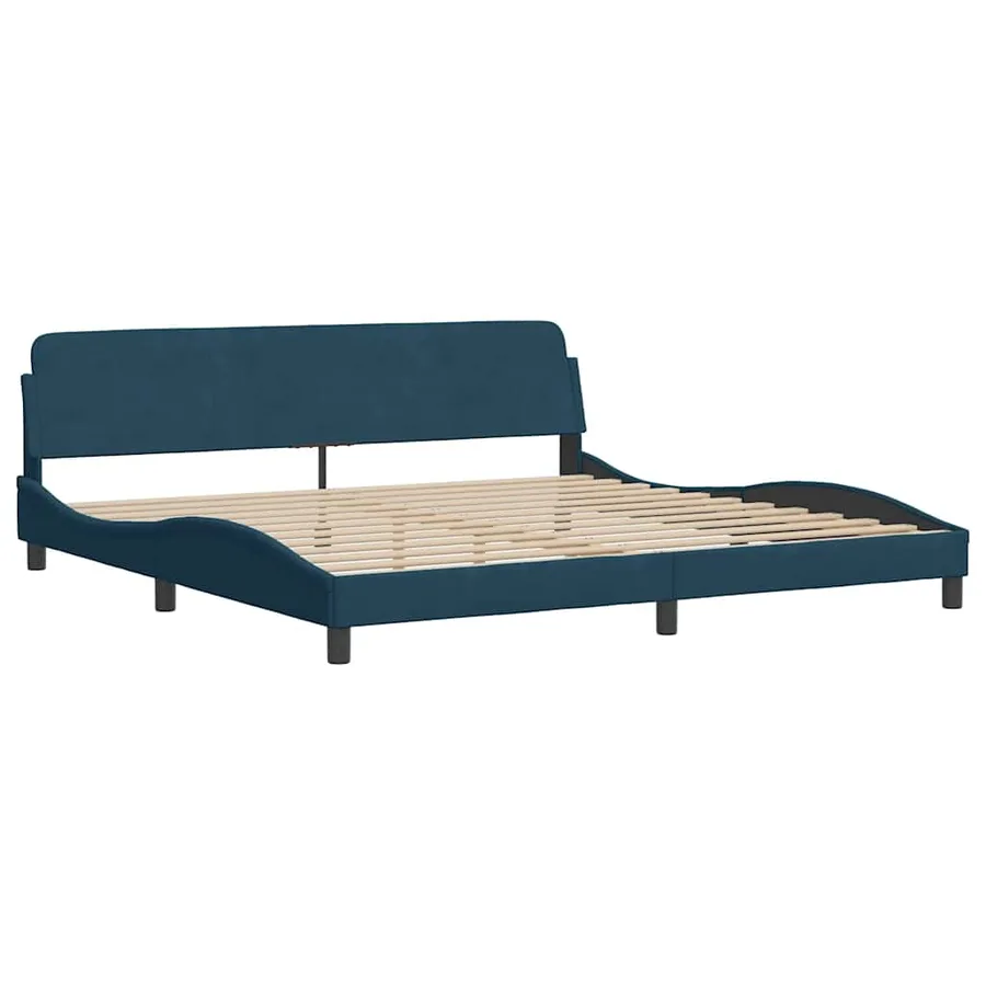 Lit avec matelas Dover bleu 200x200 cm velours - 4