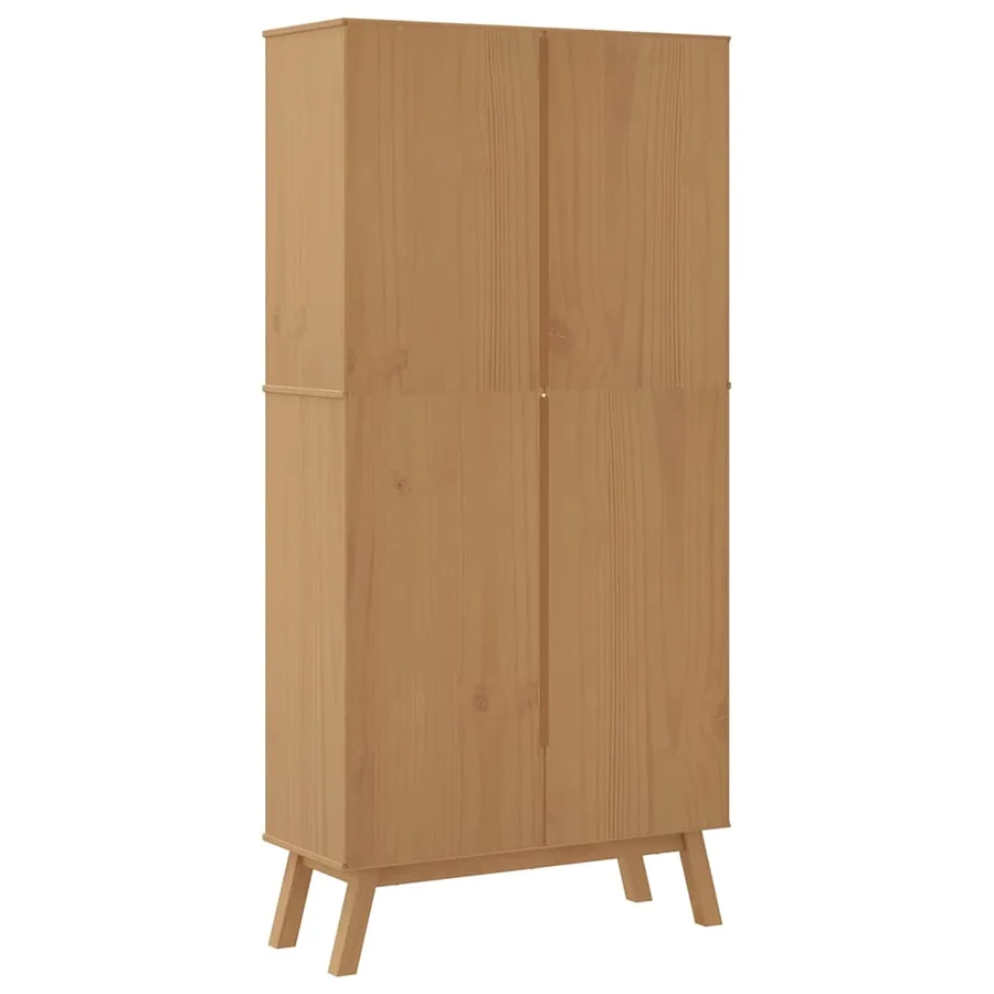 Bibliothèque à 4 niveaux OLDEN marron bois de pin massif - 9