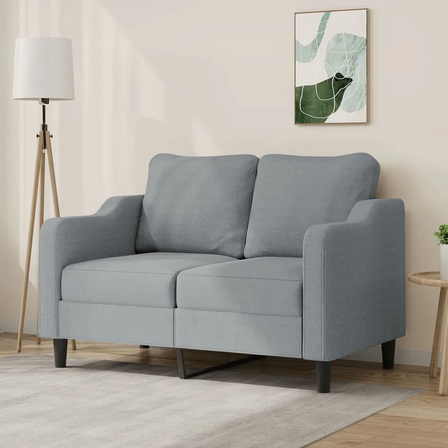 Canapé à 2 places Gris clair 120 cm Tissu