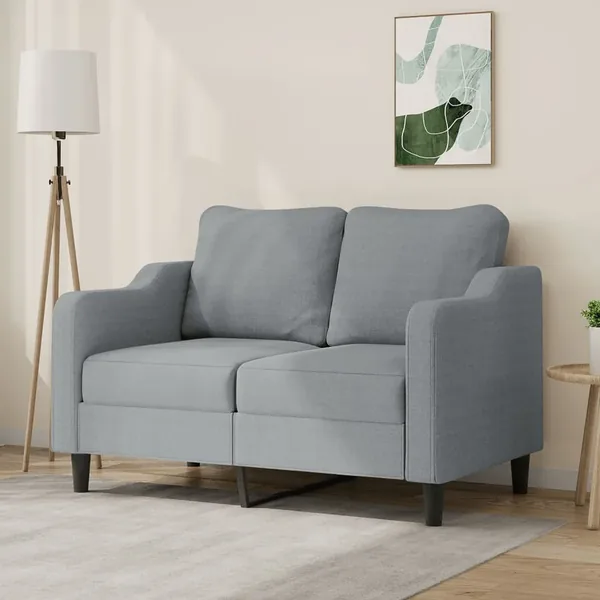 Canapé à 2 places Gris clair 120 cm Tissu