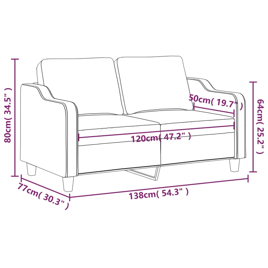 Canapé à 2 places Gris clair 120 cm Tissu - 8