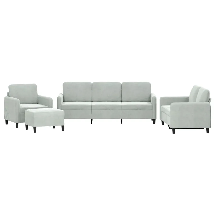 Ensemble de canapés 4 pcs gris clair velours - 2