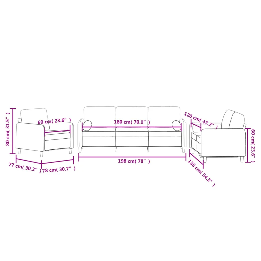 Ensemble de canapés 3 pcs avec coussins noir velours - 9